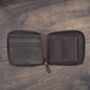 Men's Brown Leather Wallet Zip Around Rugged Leather Rfid Protected, thumbnail 4 of 7