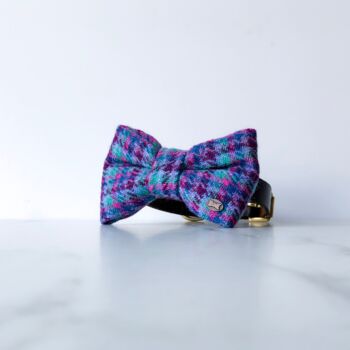 Sabini Purple Harris Tweed Dog Bow Tie, 4 of 7