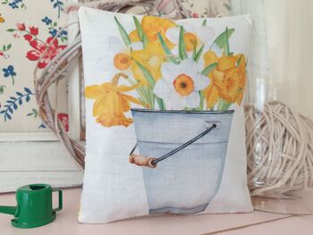 Daffodil Flower Illustration Fabric Gift Pillow, 6 of 12