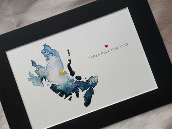 Personalised Golden Skye Watercolour Map Giclee Print, 6 of 9
