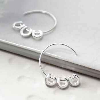 Sterling Silver Lucky Horseshoe Hoops, 5 of 8