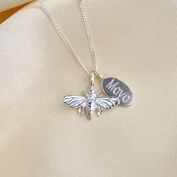Personalised Sterling Silver Bee Necklace, 3 of 6