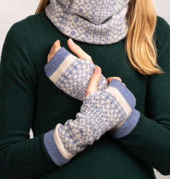 Soft Handmade Fair Isle Knitted Wrist Warmers, 5 of 8