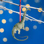 Wooden Diplodocus Dinosaur Christmas Tree Decoration, thumbnail 1 of 3