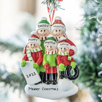 Personalised Playing In The Snow Family Decoration, 3 of 3