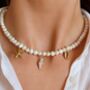 Personalised Freshwater Pearl Three Charm Necklace, thumbnail 1 of 6