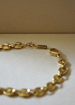 6mm Marina Chain Bracelet 18 K Gold Plated Adjustable Gift, 2 of 5
