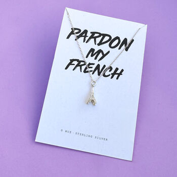 Eiffel Tower Silver Necklace With A Choice Of Message Card, 7 of 8