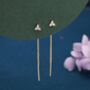 Sterling Silver Cz Trio Flower Threader Earrings, thumbnail 2 of 11