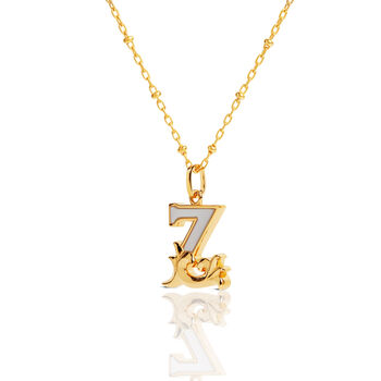 Gold Plated Z Initial Necklace With Mother Of Pearl, 2 of 6