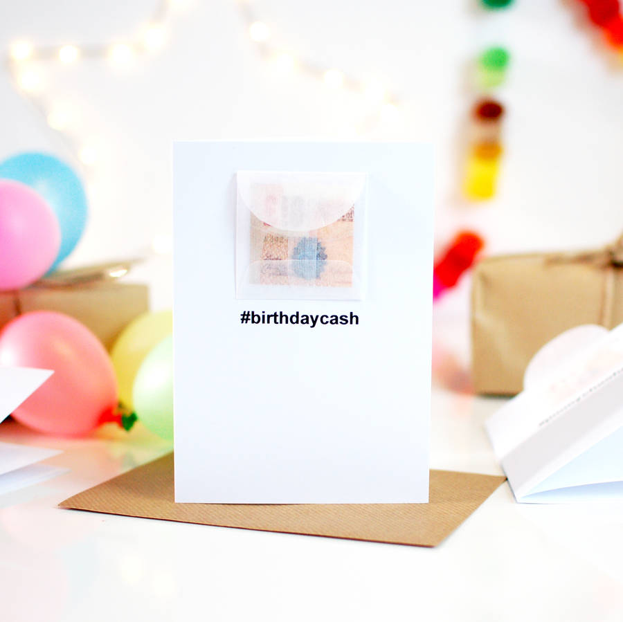 hashtag personalised birthday card cash gift by made with love designs ...