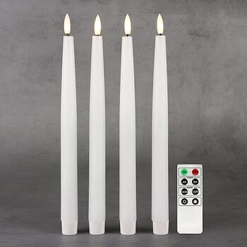 Set Of Four White Taper Candles With Remote, 3 of 7