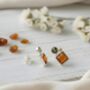 Handmade Cognac And Green Amber Silver Stud Earrings, thumbnail 3 of 3