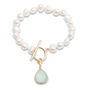 Clara Freshwater Pearl Bracelet With Aqua Chalcedony, thumbnail 2 of 3