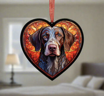 German Shorthaired Pointer Stained Glass Effect Heart Suncatcher, 4 of 5