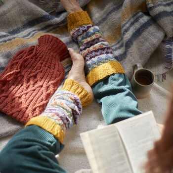 Fair Trade Fair Isle Handknit Waste Wool Legwarmers, 3 of 12