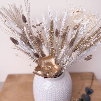 White And Gold Christmas Dried Flower Arrangement, 3 of 3