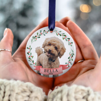 Personalised First Christmas Dog Bauble Tree Decoration, 4 of 12
