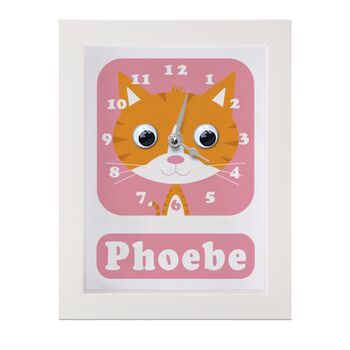Personalised Childrens Ginger Cat Clock, 8 of 9