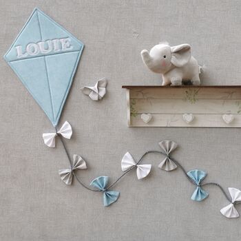 Blue Grey White, Personalised Kite Gift New Baby Room, 3 of 9