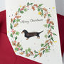 Dachshund And Wreath Christmas Card, thumbnail 5 of 6