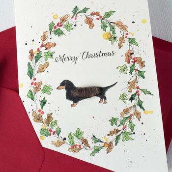 Dachshund And Wreath Christmas Card, 5 of 6