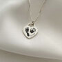Sterling Silver Heart Necklace With Prints – One Child, thumbnail 2 of 9