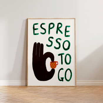 Espresso To Go Hand Painted Kitchen Print, 5 of 8