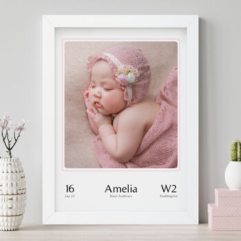 Personalised New Baby Birth Announcement Photo Art, 6 of 11
