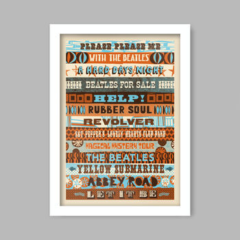 Beatles Albums Typographic Music Poster Print, 2 of 5