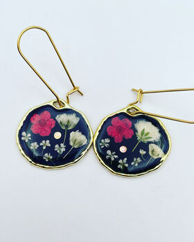 Real Flowers Victorian Earrings Small Hand Made, 3 of 12