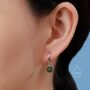 Dangle Jade Huggie Hoops Earrings In Sterling Silver, thumbnail 8 of 11