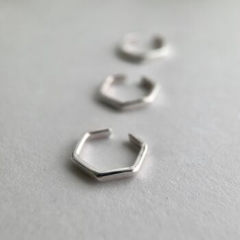 Sterling Silver Hexagon Ear Cuff, 2 of 4