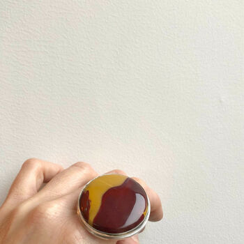 Mookaite Round Gemstone Ring Set In Sterling Silver, 6 of 6