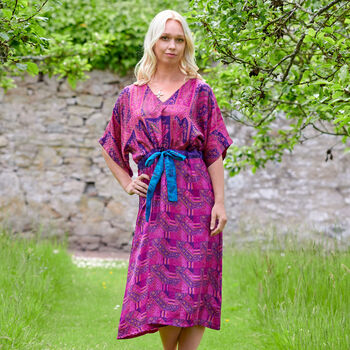 Jacinda Pure Silk Vintage Print Dress, 4 of 12