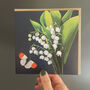 Lily Of The Valley Flower And Butterfly Embossed Card, thumbnail 1 of 2