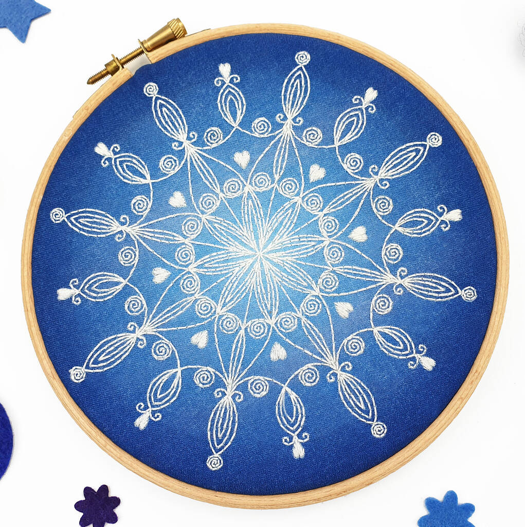 Snowflake Mandala Embroidery Kit, 1 of 4