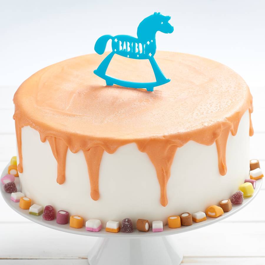 personalised rocking horse birthday cake topper by owl & otter