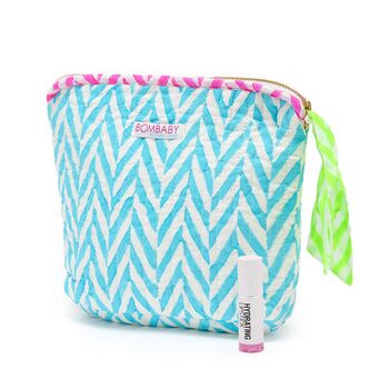 Quilted Make Up Bag | Malibu Blue, 2 of 2