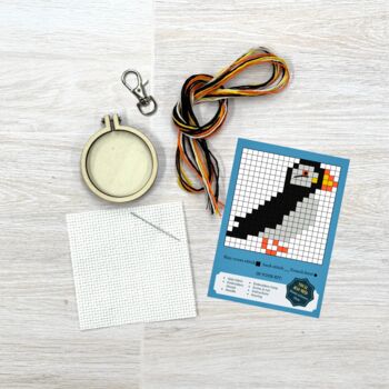 I Puffin Love North Berwick! Mini Matchbox Cross Stitch Kit, 4 of 4