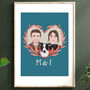 Personalised Hand Painted Couple Portrait Print, thumbnail 7 of 7