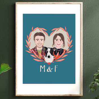 Personalised Hand Painted Couple Portrait Print, 7 of 7