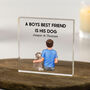 Personalised Boy And Pet Acrylic Block, thumbnail 1 of 6