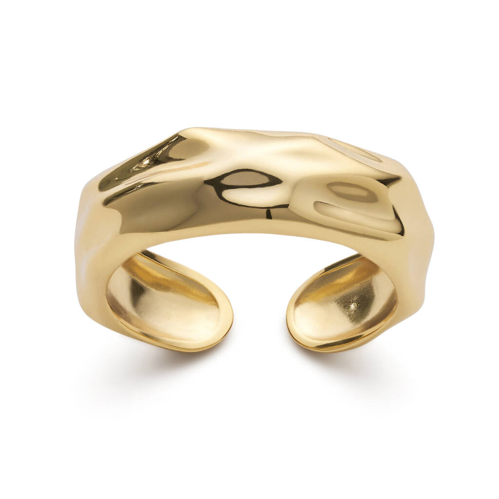 Chunky 18 K Gold Plated Stacking Band Ring By Elk & Bloom