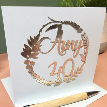 Personalised 40th Floral Birthday Papercut Card, 11 of 12