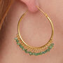 Emerald Beaded Gold Plated Silver Hoops, thumbnail 5 of 12