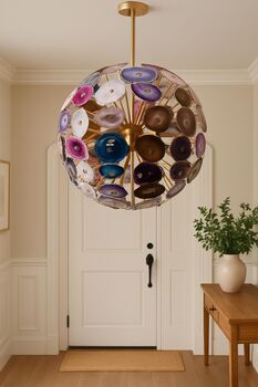 Mid Century Modern Agate Globe Chandelier, 3 of 5