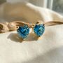 Blue Topaz Heart December Birthstone Stud Earrings, thumbnail 1 of 3