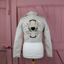 Cream Cropped Peace And Love Biker Moto Jacket, thumbnail 1 of 9
