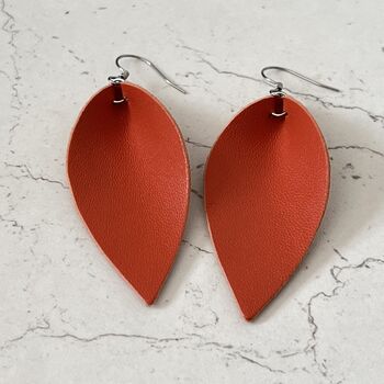 Leather Earrings Pinched Teardrops Petal Leaf, 11 of 12